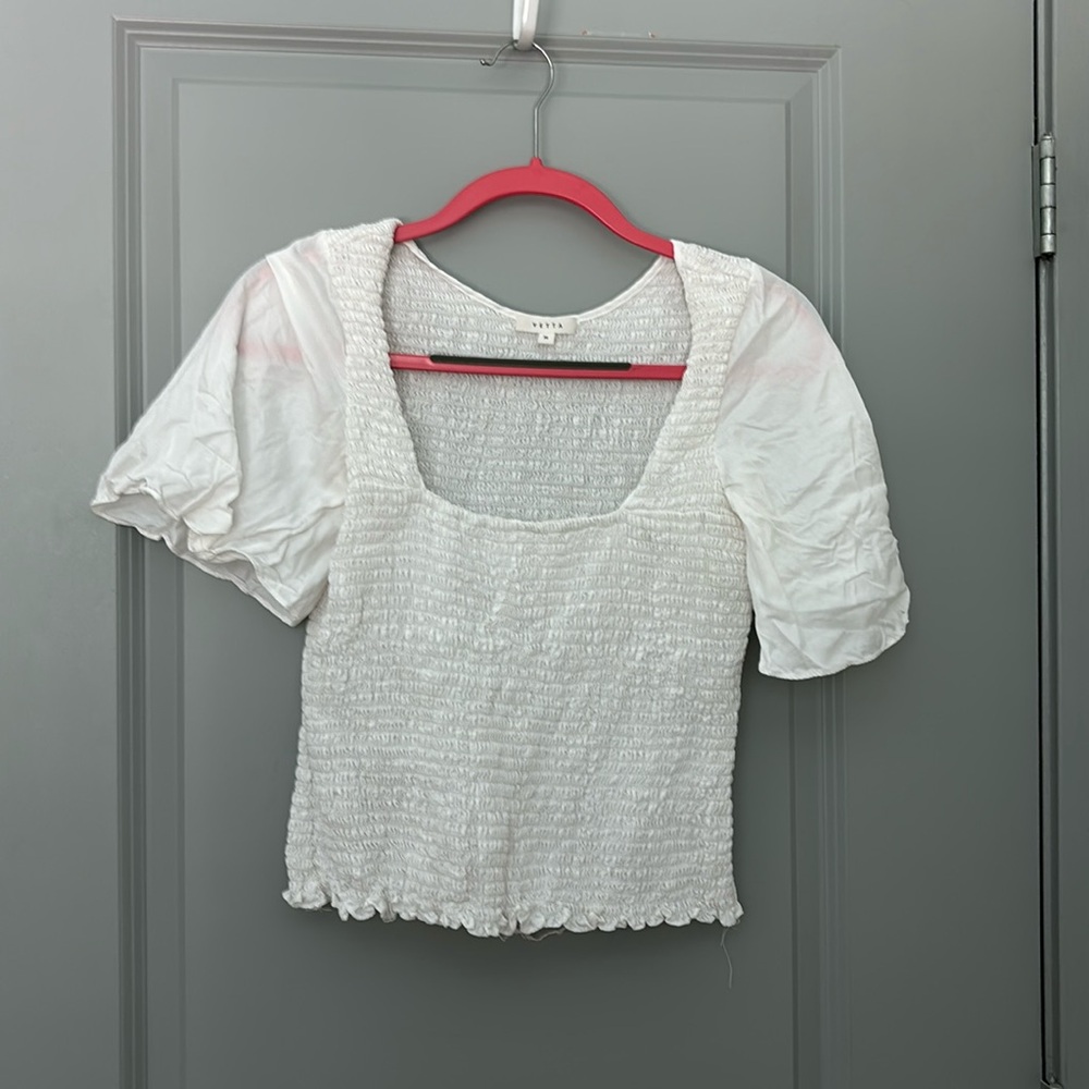 White Ribbed Babydoll Shirt